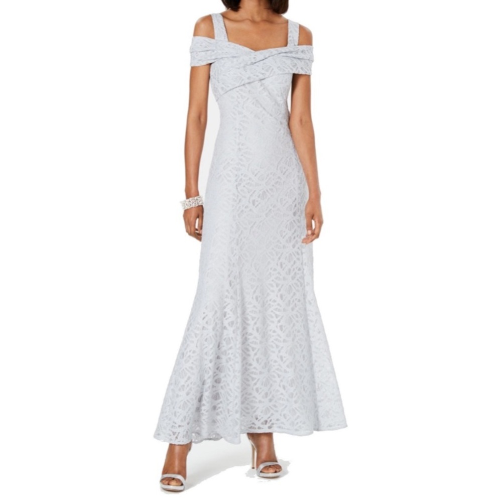 NWT Tahari ASL Cold Shoulder Lace Formal Dress 6